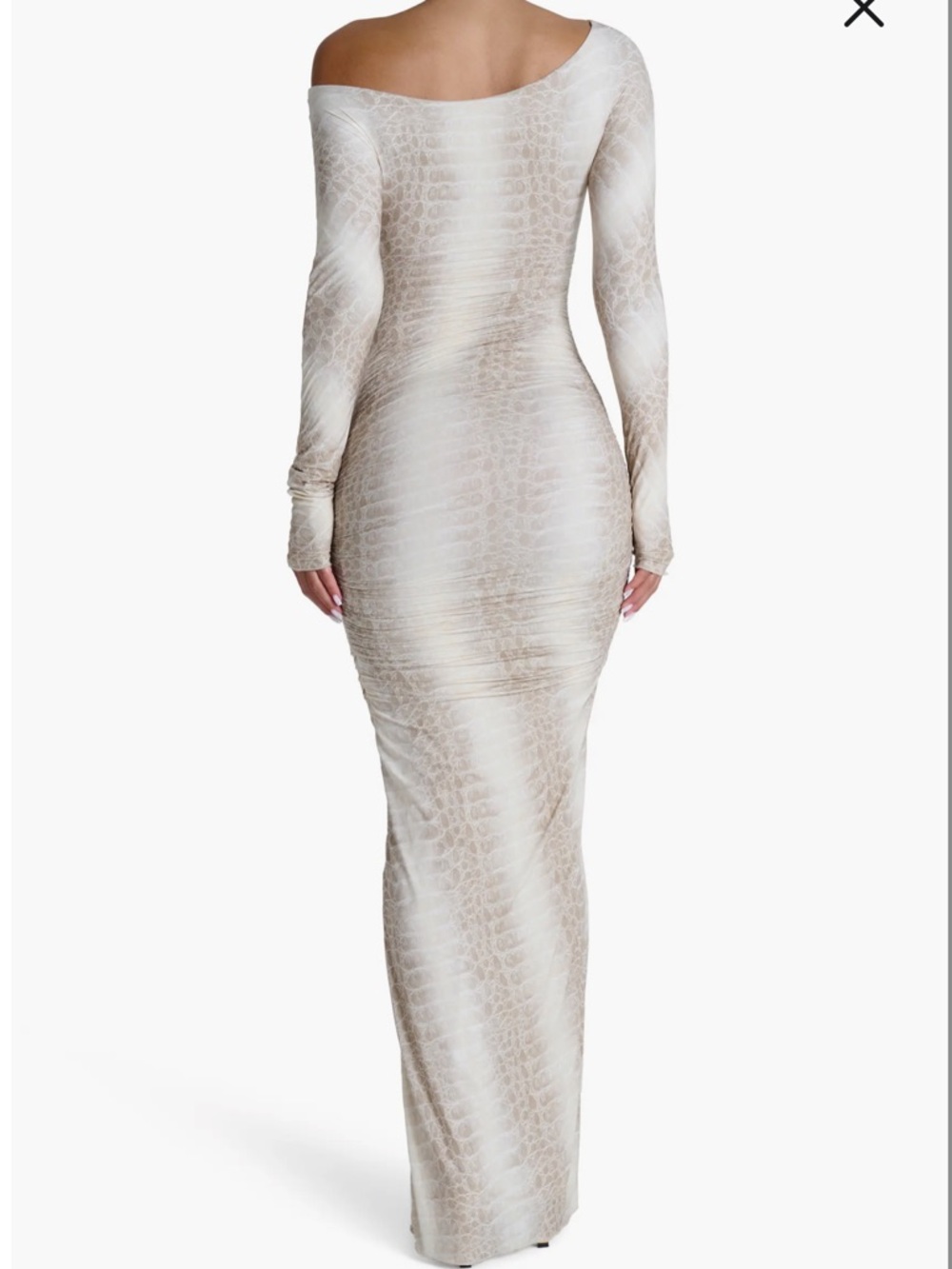 Naked wardrobe Bone Crocodile Maxi dress off shoulder size small - Picture 3 of 4